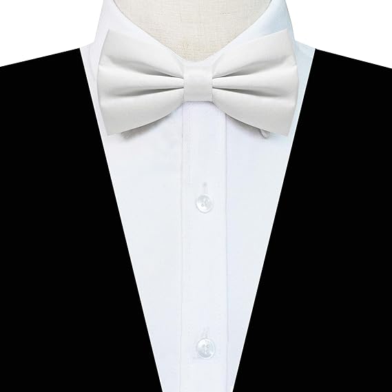 Men's Adjustable Solid white Color Pre-tied Bow Tie