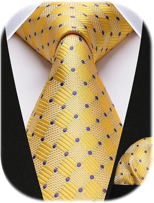 Men's Tie Plaid Tie and Pocket Square Collection Classic Woven