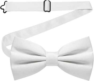 Men's Adjustable Solid white Color Pre-tied Bow Tie