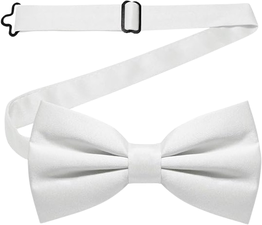 Men's Adjustable Solid white Color Pre-tied Bow Tie