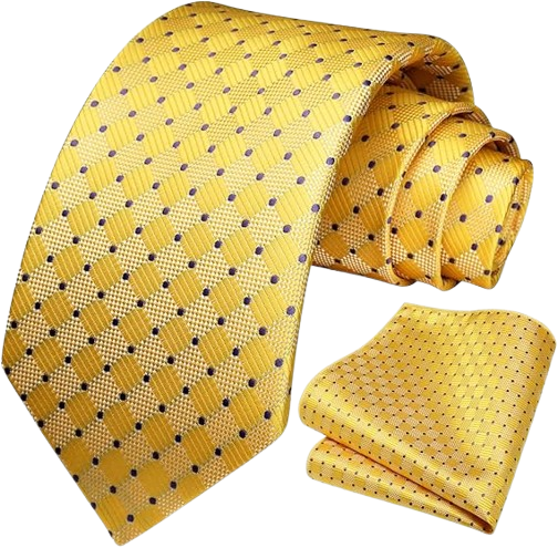Men's Tie Plaid Tie and Pocket Square Collection Classic Woven