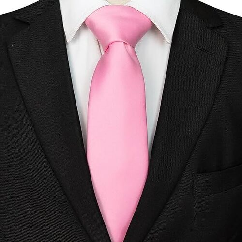 Men's solid pink necktie for weddings and business