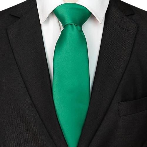 Men's solid green necktie for weddings and business